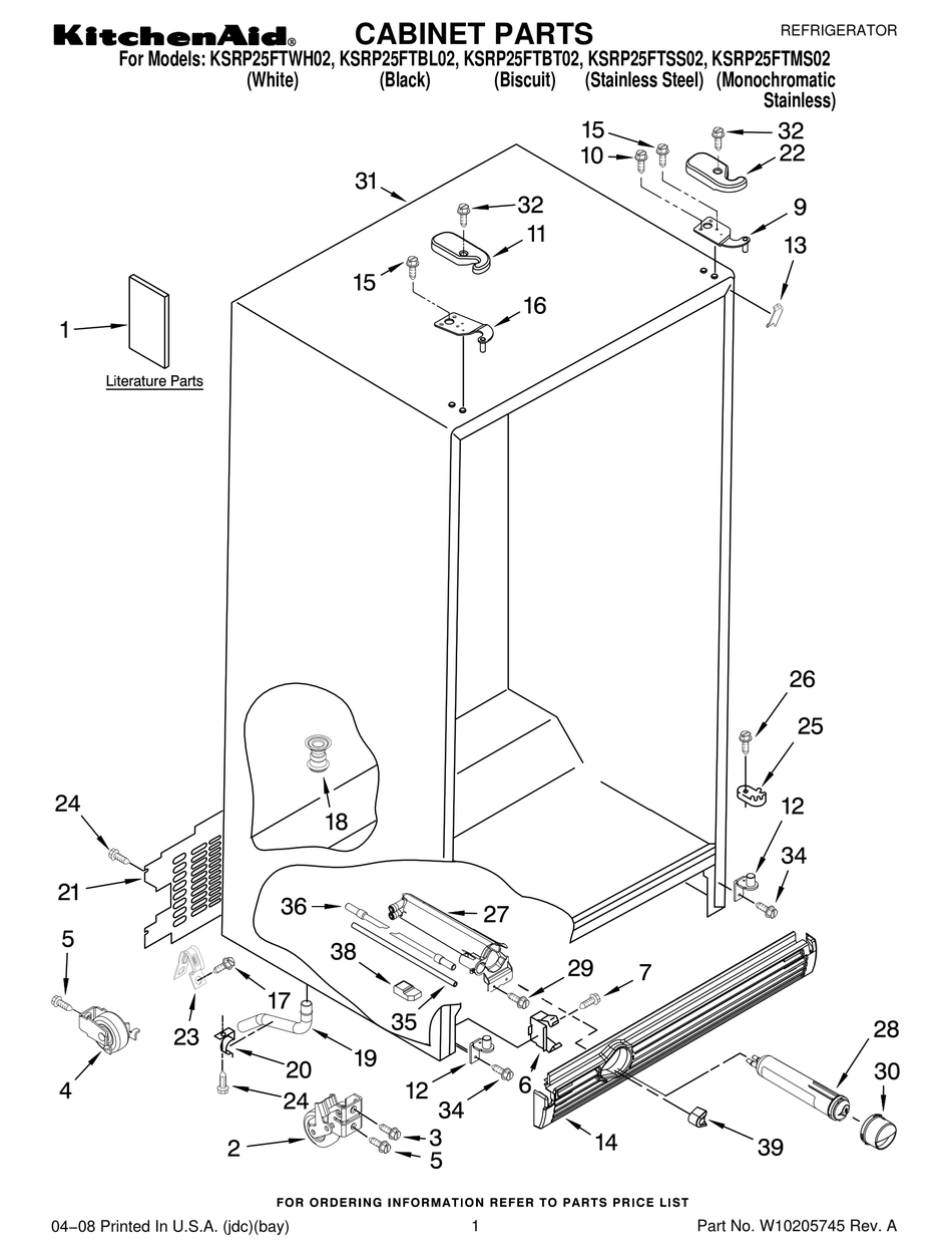 kitchenaid refrigerator parts list