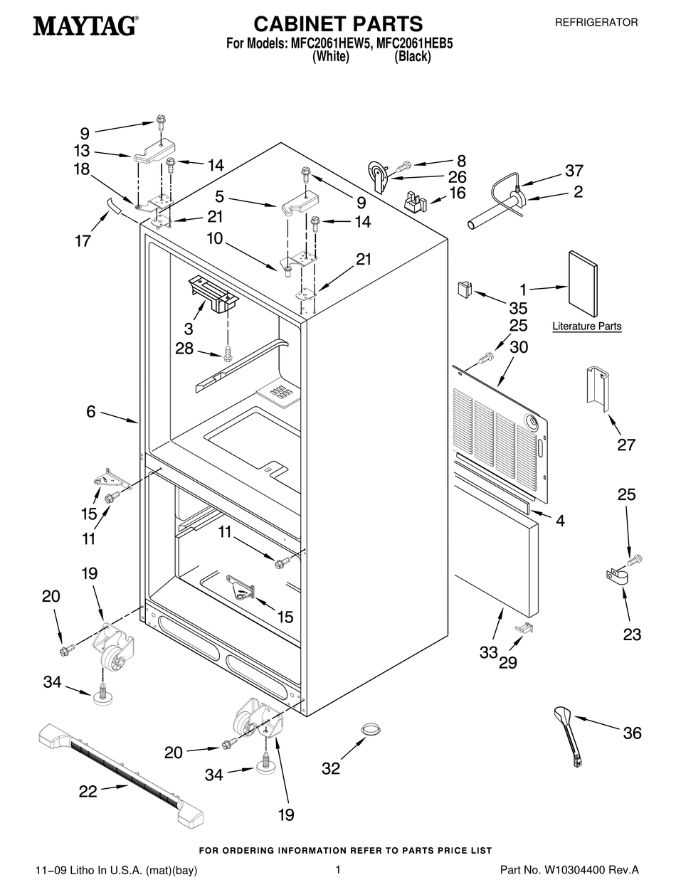MAYTAG MFC2061HEW BOTTOMFREEZER REFRIGERATOR PARTS LIST Pdf Download