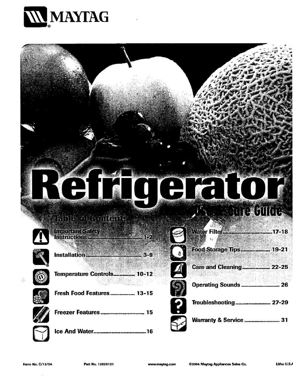 MAYTAG MFD2561HE 36" BOTTOMFREEZER REFRIGERATOR USE & CARE MANUAL