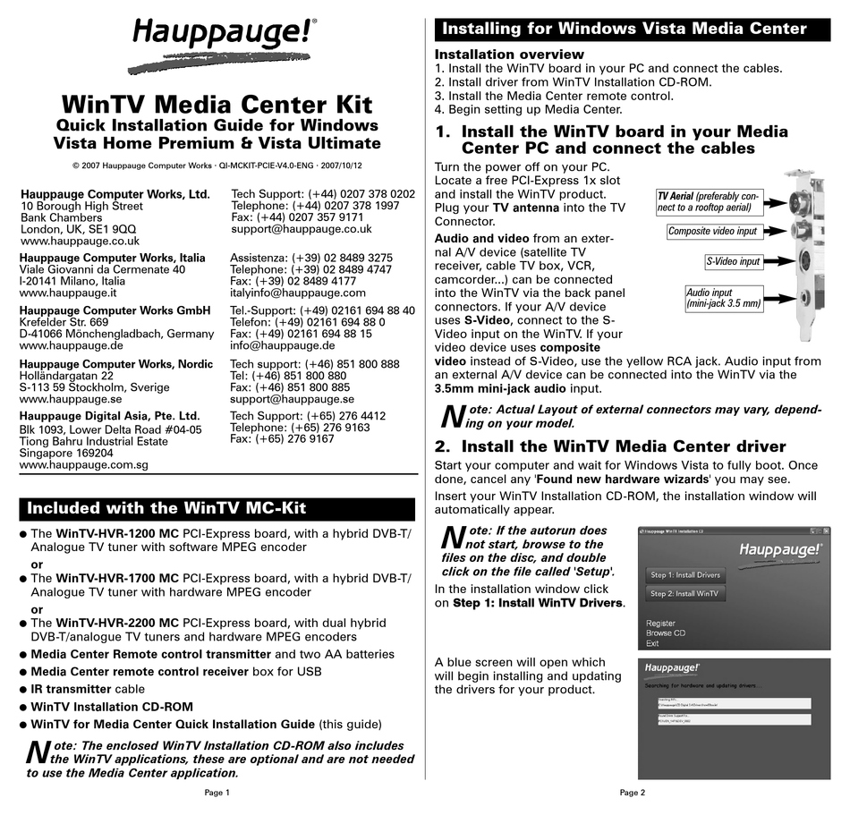 hauppauge wintv hvr 850 software download