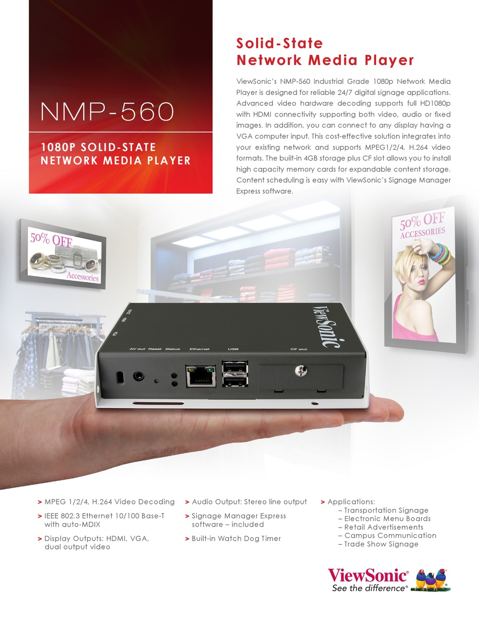 viewsonic vmp75 1080p network media player