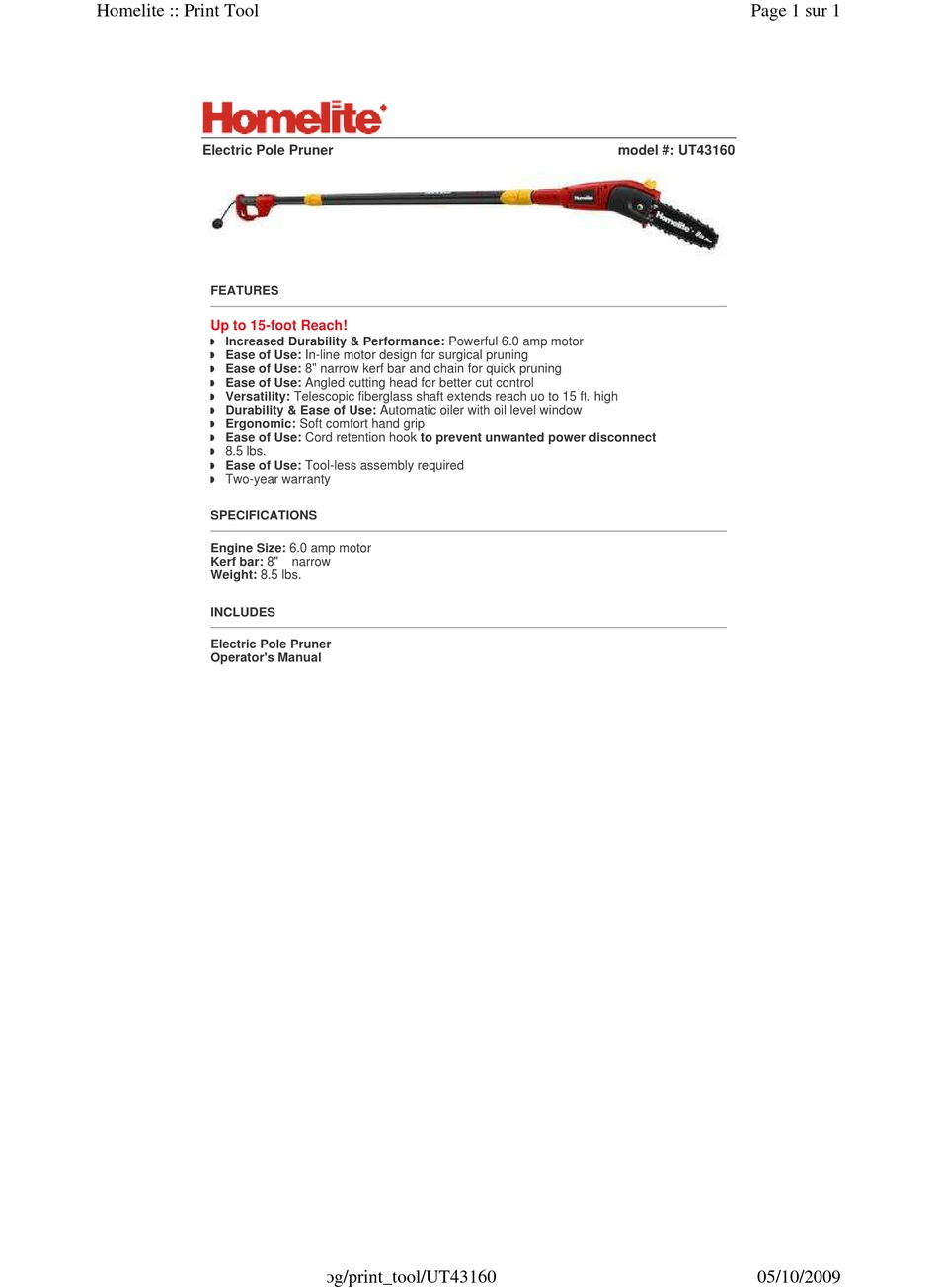 Homelite pole on sale saw ut43160