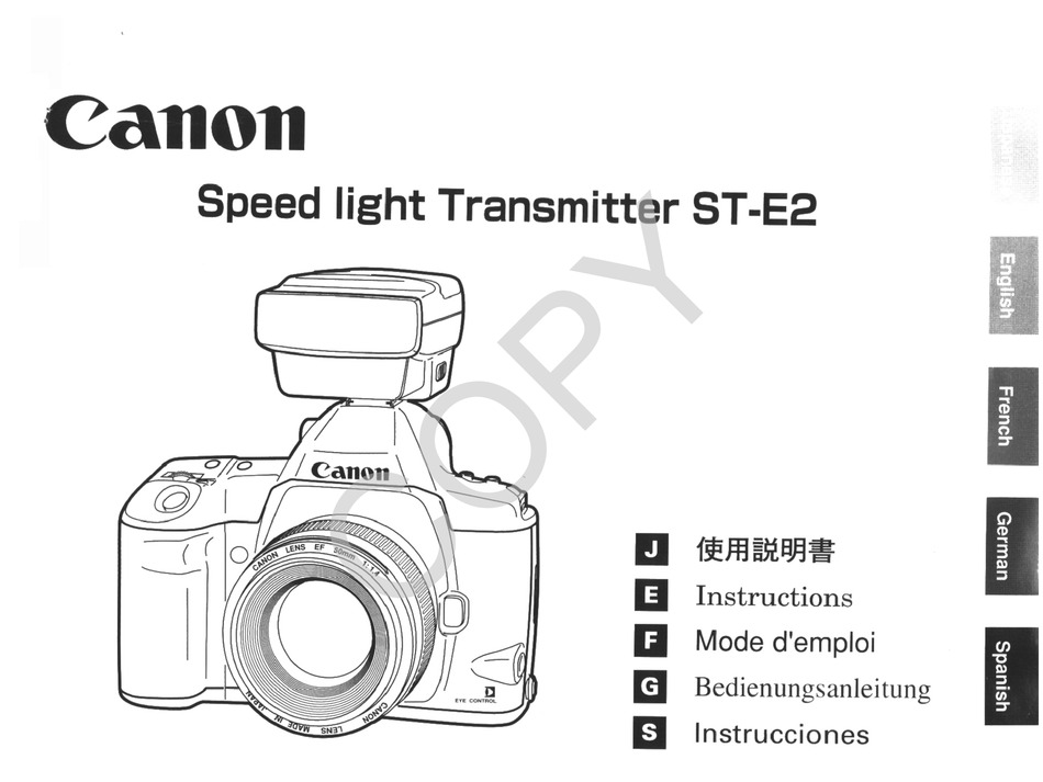 CANON SPEEDLITE TRANSMITTER STE2 INSTRUCTIONS MANUAL Pdf Download