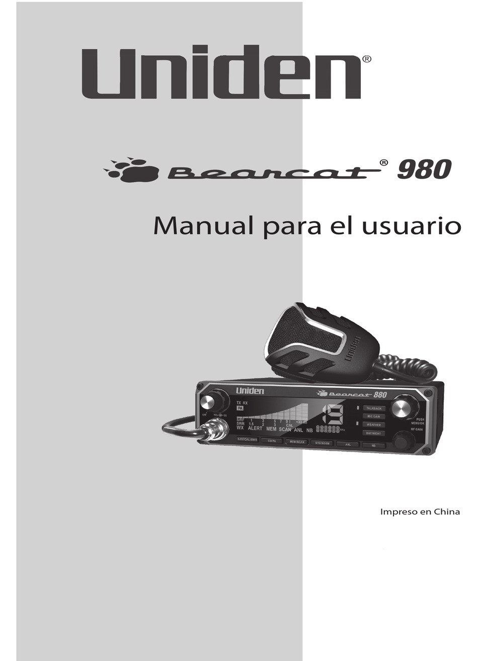UNIDEN BEARCAT 980 MANUAL PARA EL USUARIO Pdf Download ManualsLib
