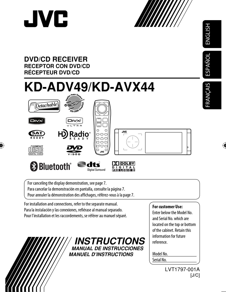 Jvc Kd Avx44 Dvd Player With Lcd Monitor Instructions Manual Pdf Download Manualslib