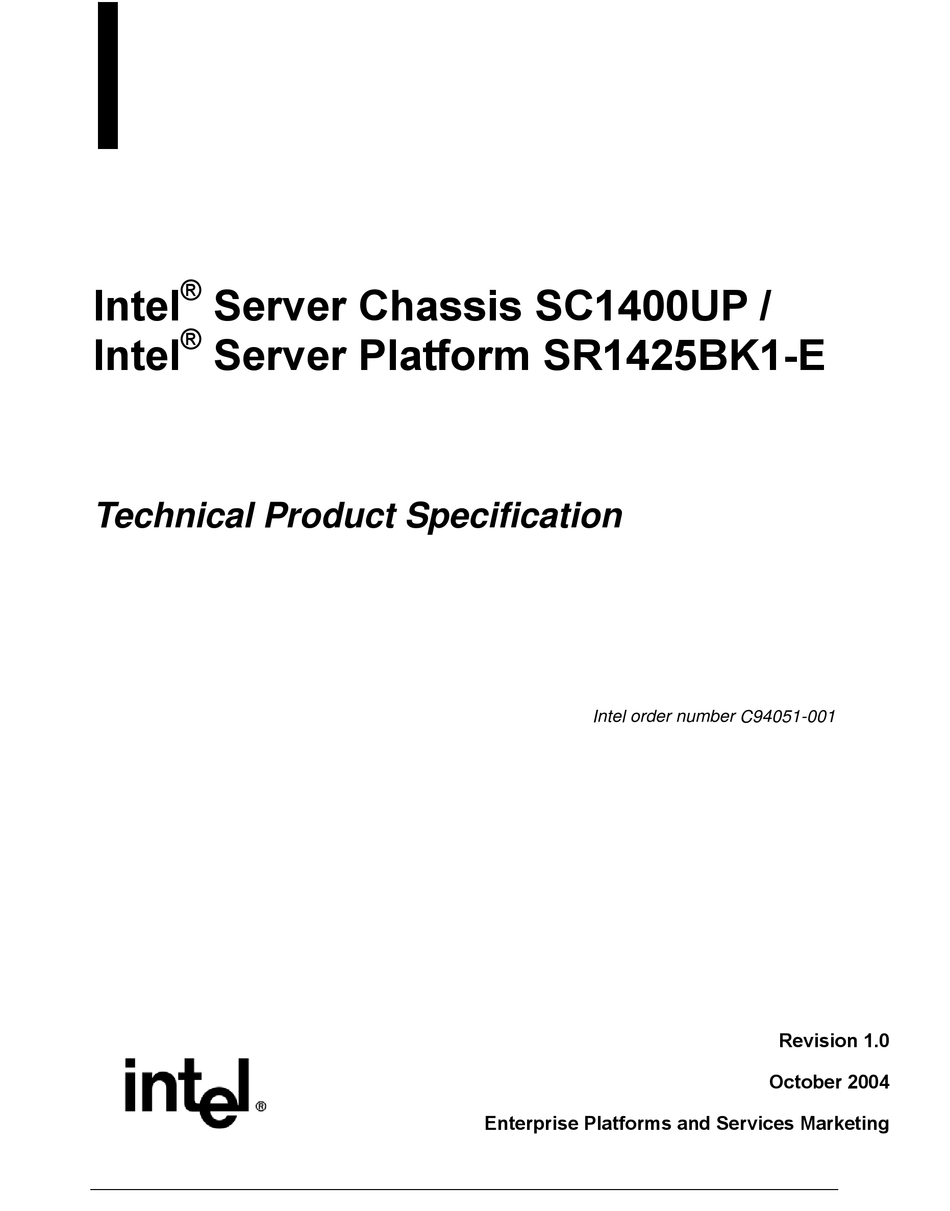 Intel Sr1425bk1 Entry Server Platform Technical Specifications Pdf Download Manualslib