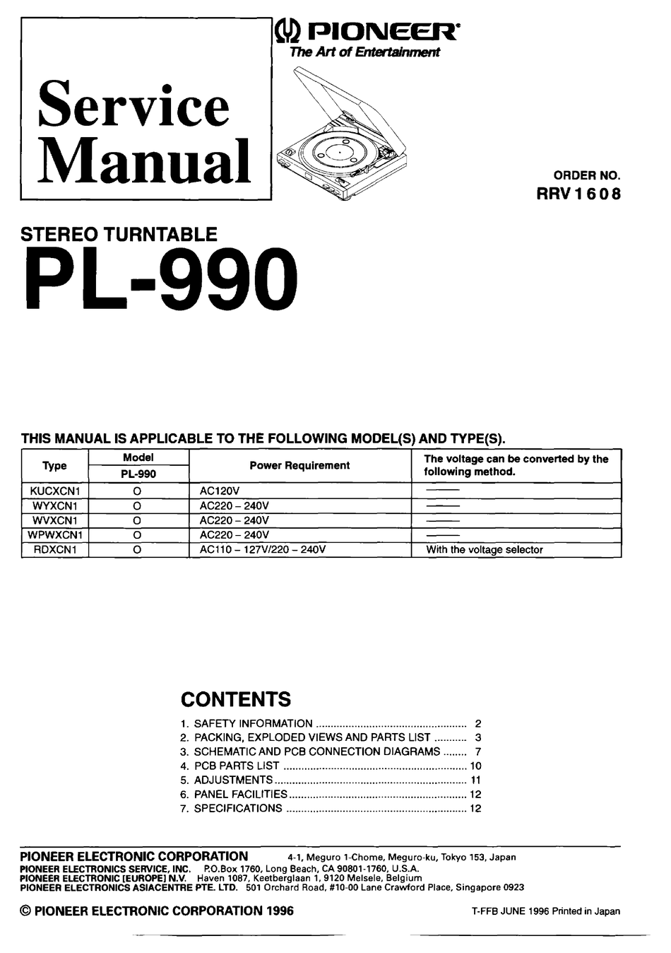 PIONEER PL 990 SERVICE MANUAL Pdf Download | ManualsLib