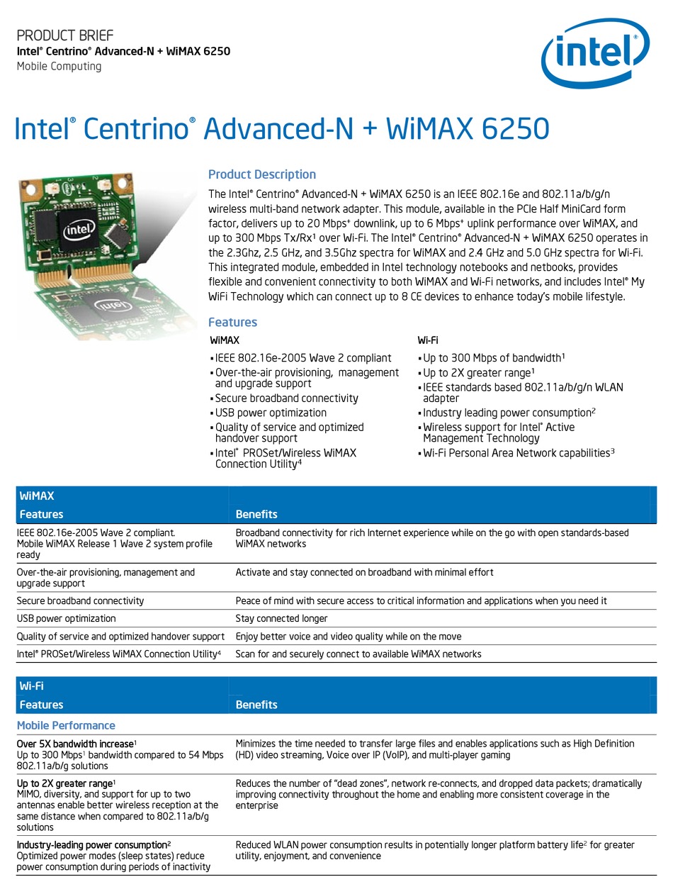 driver intel centrino wimax 6250