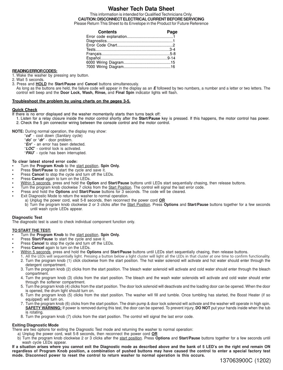FRIGIDAIRE AGQ7000EE 5.8 CU.FT. AFFINITY GAS DRYER DATASHEET Pdf Download ManualsLib