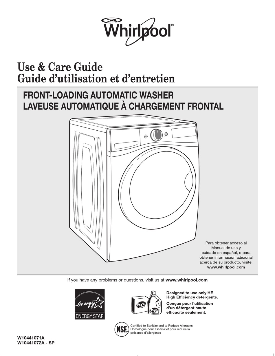 WHIRLPOOL WFW94HEAW USE AND CARE MANUAL Pdf Download | ManualsLib