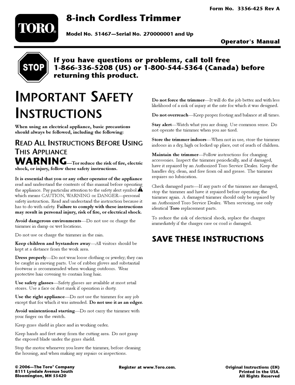 toro 8 inch cordless trimmer