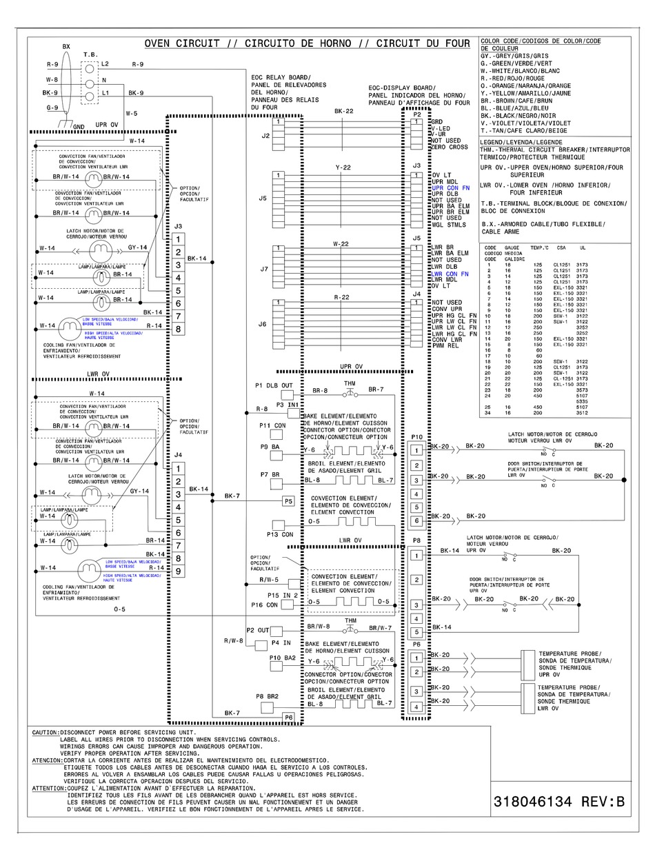 FRIGIDAIRE FGET2745KB GALLERY 27" DOUBLE ELECTRIC WALL OVEN WIRING