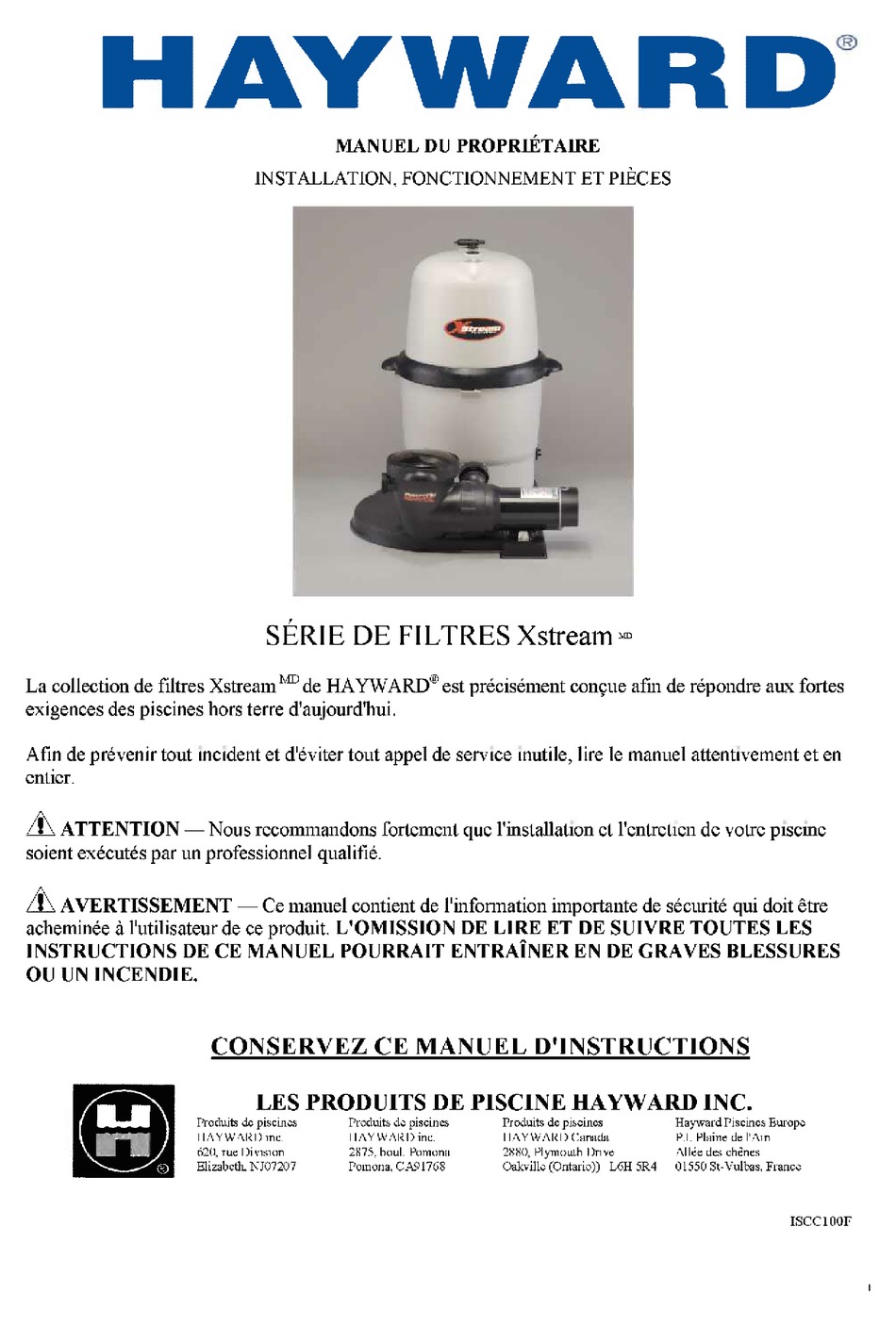 HAYWARD XSTREAM MANUEL DU PROPRIÉTAIRE Pdf Download ManualsLib