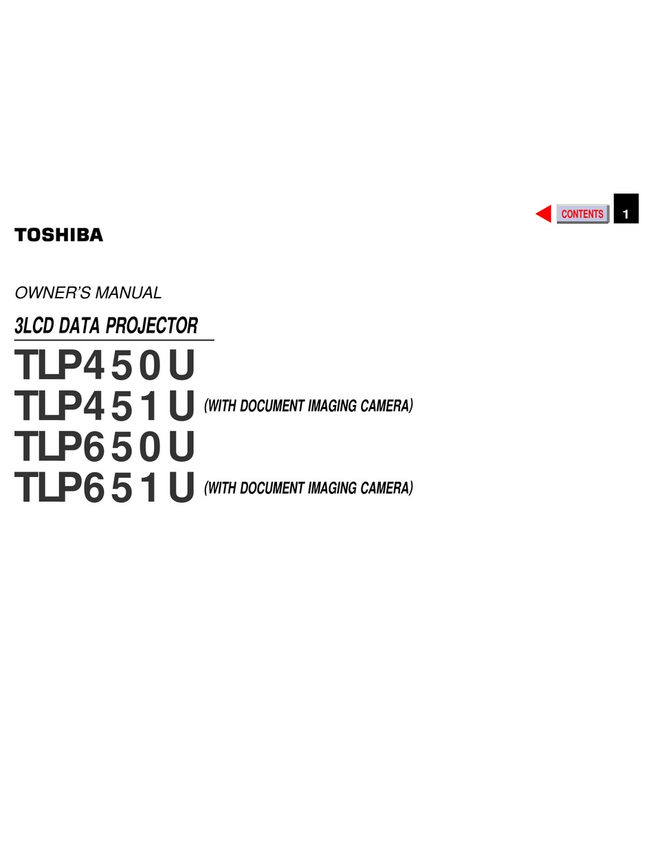 TOSHIBA TLP-511U OWNER'S MANUAL Pdf Download | ManualsLib