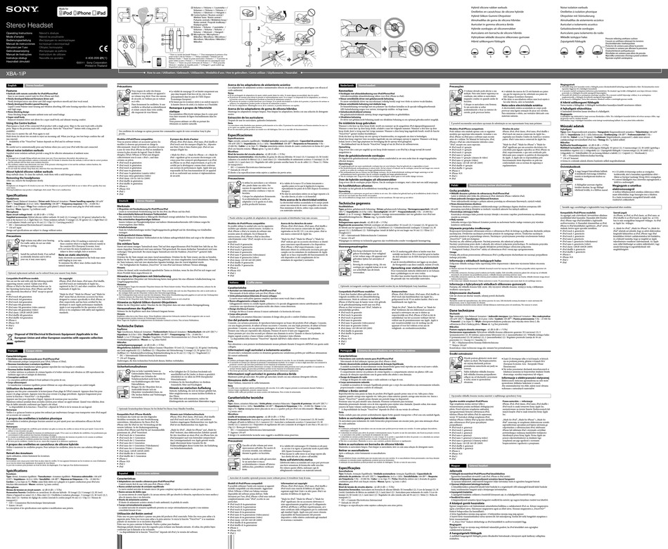 SONY XBA-1IP OPERATING INSTRUCTIONS Pdf Download | ManualsLib