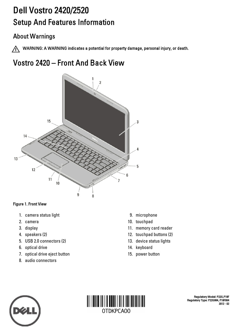 Dell Vostro 2420 Setup And Features Information Pdf Download Manualslib