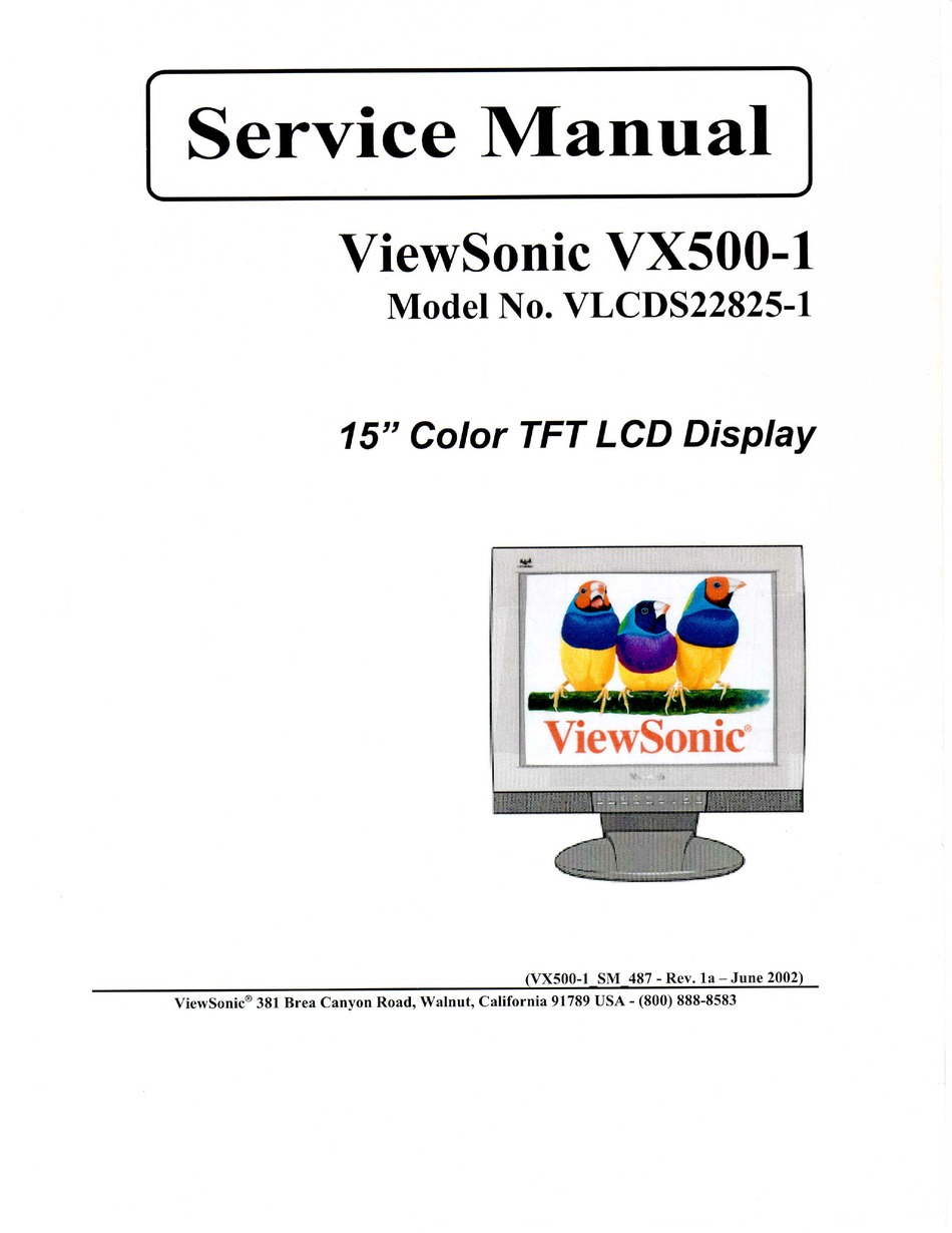 Viewsonic Vx500 15 Lcd Monitor Service Manual Pdf Download Manualslib