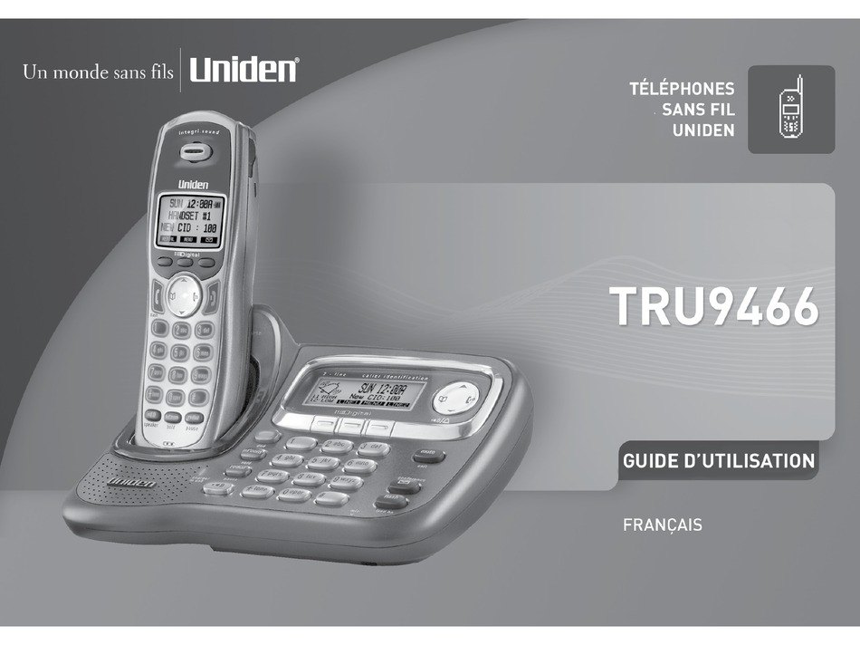 UNIDEN TRU9466 TRU 9466 CORDLESS PHONE MANUAL D'UTILISATION Pdf