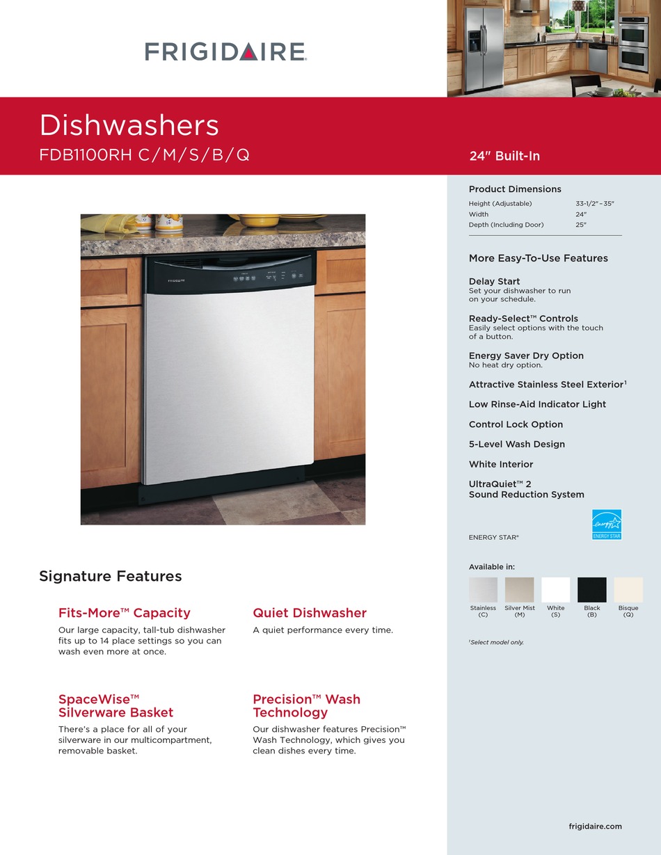 Frigidaire fdb1100rh sales