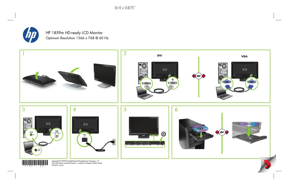 HP W1858 - WIDESCREEN MONITOR SETUP POSTER Pdf Download | ManualsLib