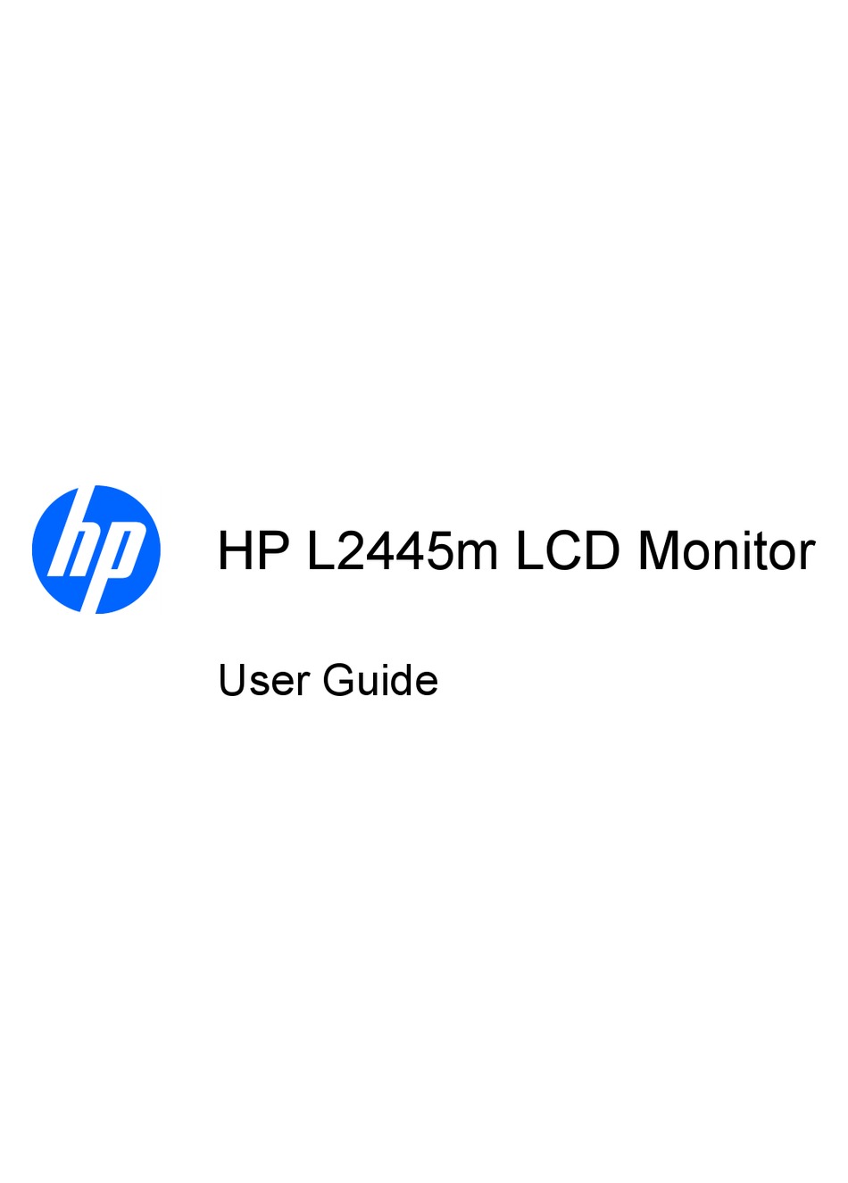 HP W2408 - 24" LCD MONITOR USER MANUAL Pdf Download | ManualsLib