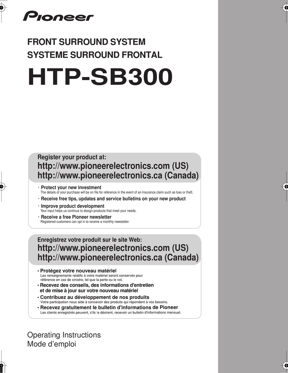 PIONEER HTP-SB300 OPERATING INSTRUCTIONS MANUAL Pdf Download | ManualsLib