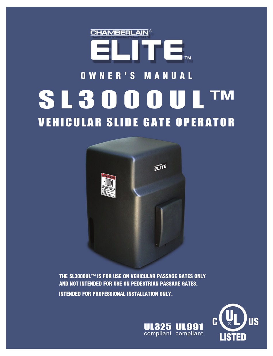 CHAMBERLAIN ELITE SL3000UL OWNER'S MANUAL Pdf Download | ManualsLib