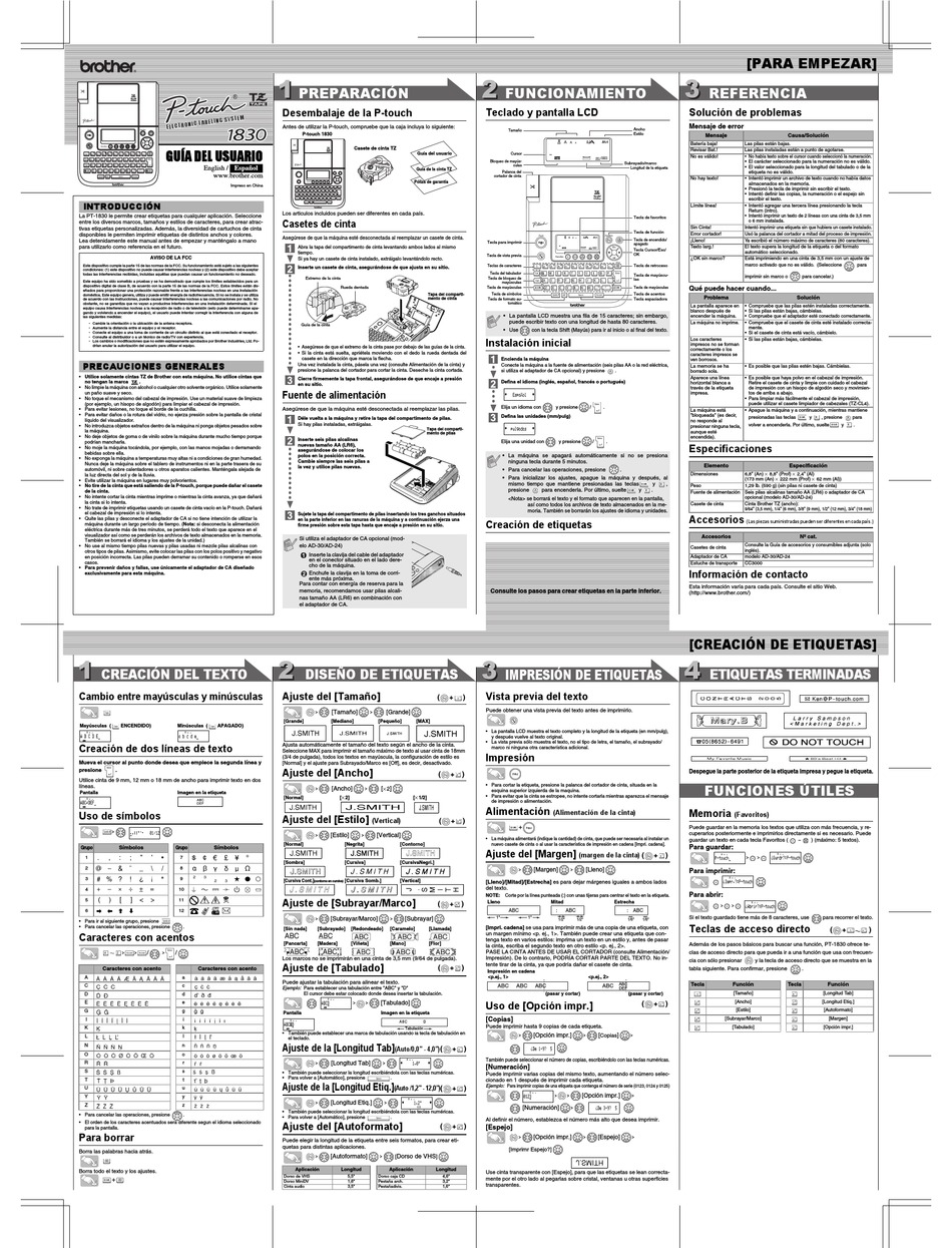 BROTHER PT1830C LABELING SYSTEM WITH FULLLENGTH TZ LAMINATED TAPES
