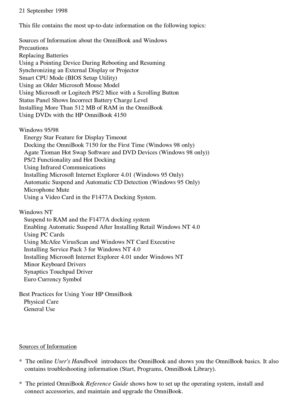 HP 4150 - OMNIBOOK - PIII 500 MHZ USING MANUAL Pdf Download | ManualsLib