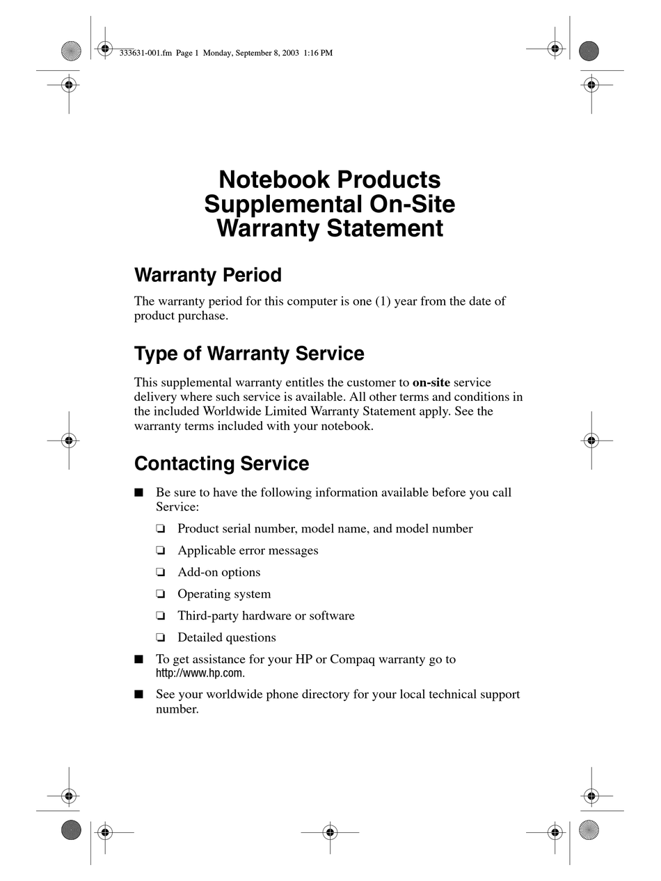 HP 430 WARRANTY STATEMENT Pdf Download ManualsLib