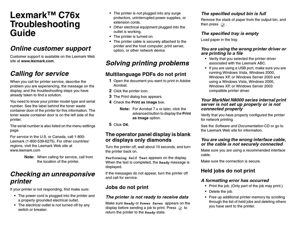 LEXMARK 17S0026 C 760 COLOR LASER PRINTER TROUBLESHOOTING MANUAL Pdf