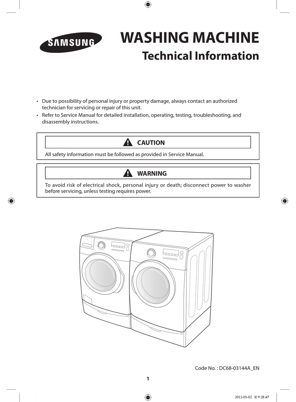 SAMSUNG WF405ATPAWR/AA TECHNICAL INFORMATION Pdf Download | ManualsLib