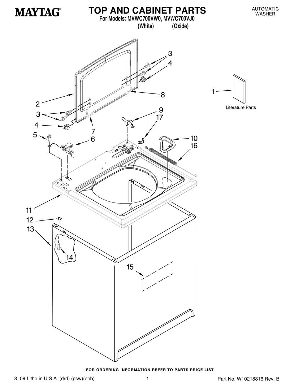 MAYTAG MVWC700VJ CENTENNIAL WASHER PARTS LIST Pdf Download ManualsLib