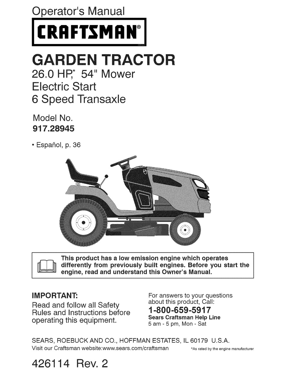 craftsman dys 4500 manual 24hp