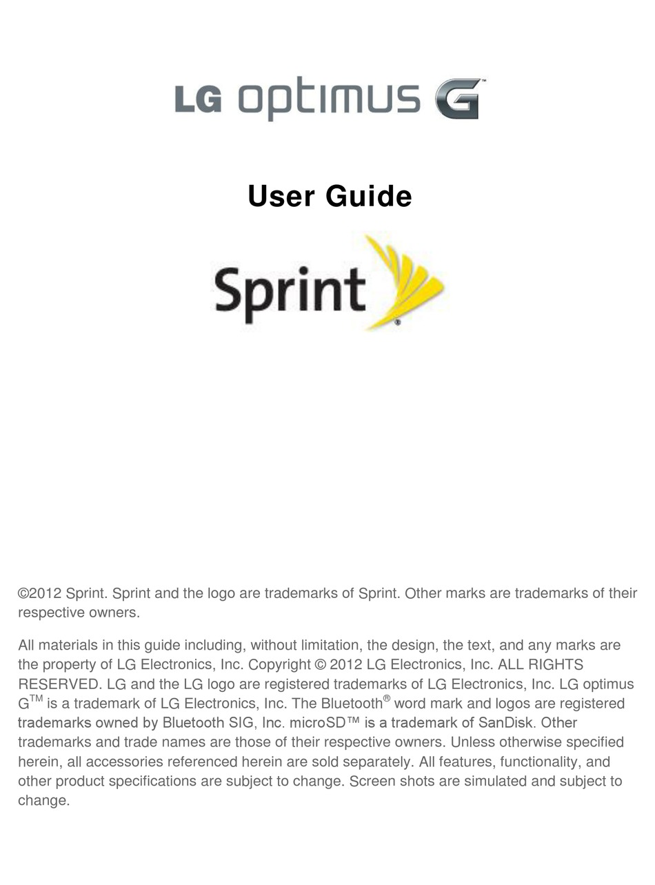 Lg Ls970 User Manual Pdf Download Manualslib