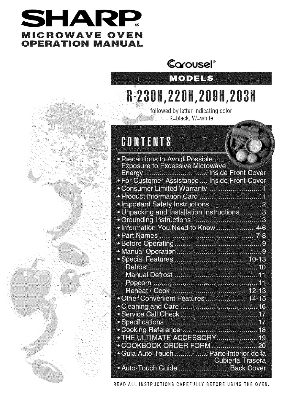 SHARP CAROUSEL R203HW OPERATION MANUAL Pdf Download ManualsLib