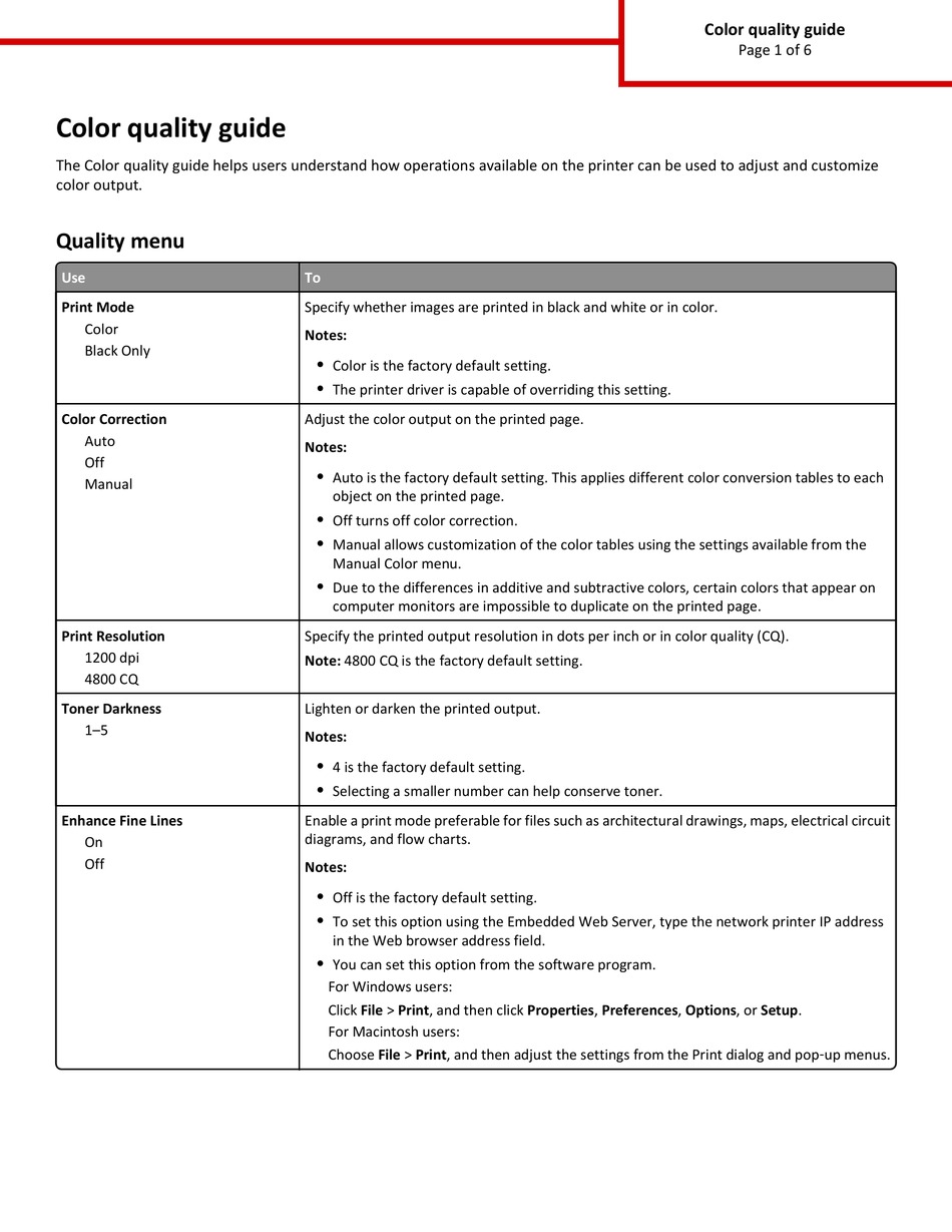 LEXMARK CX310 COLOR QUALITY MANUAL Pdf Download ManualsLib