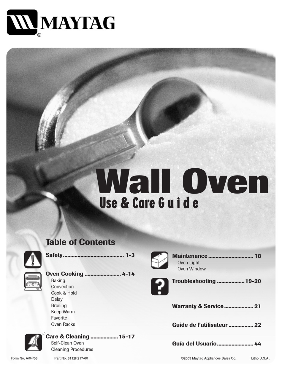 MAYTAG MEW6527DDW 27" CONVECTION SINGLE OVEN USE AND CARE MANUAL Pdf