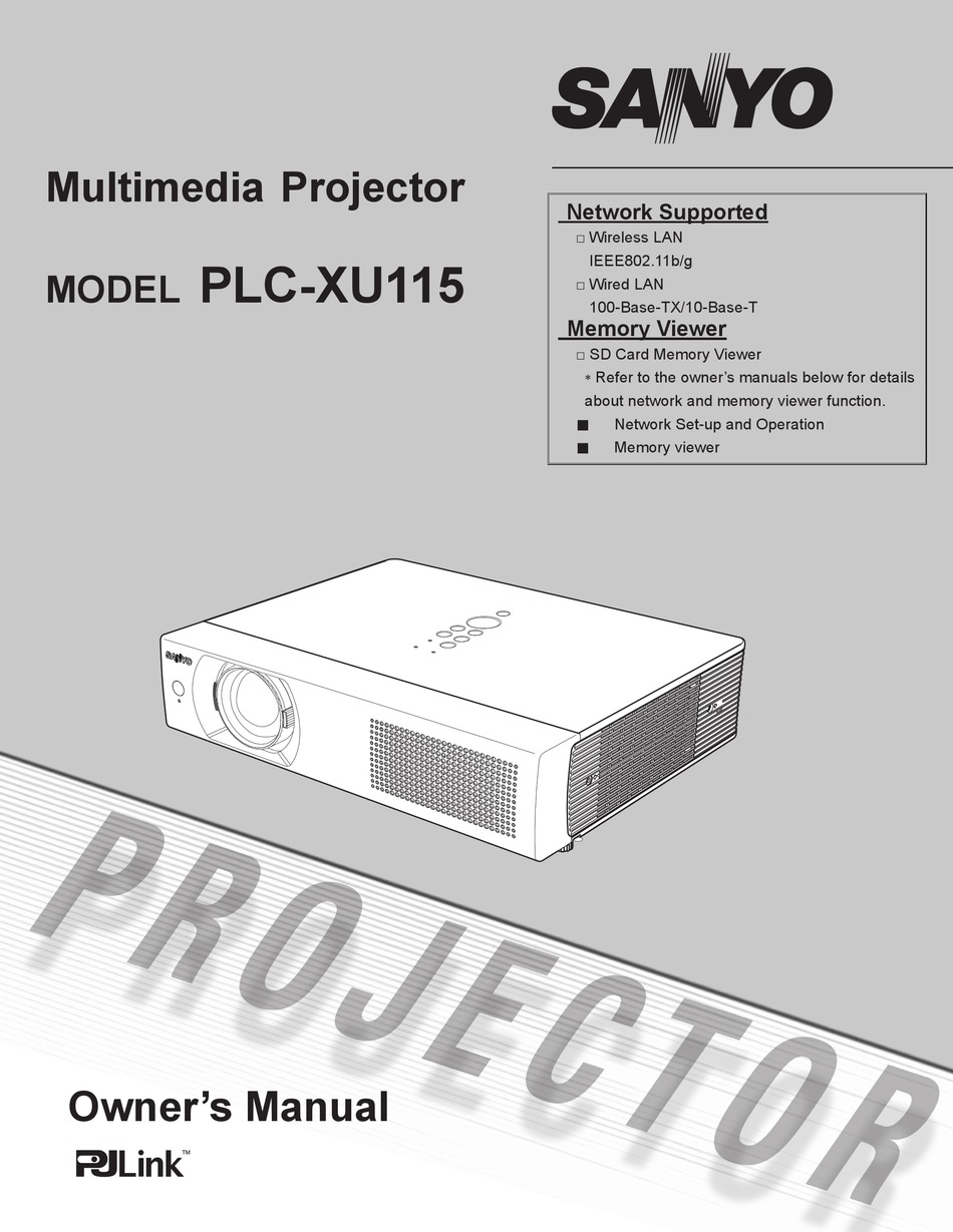 SANYO PLC XU115 XGA LCD PROJECTOR OWNER'S MANUAL Pdf Download