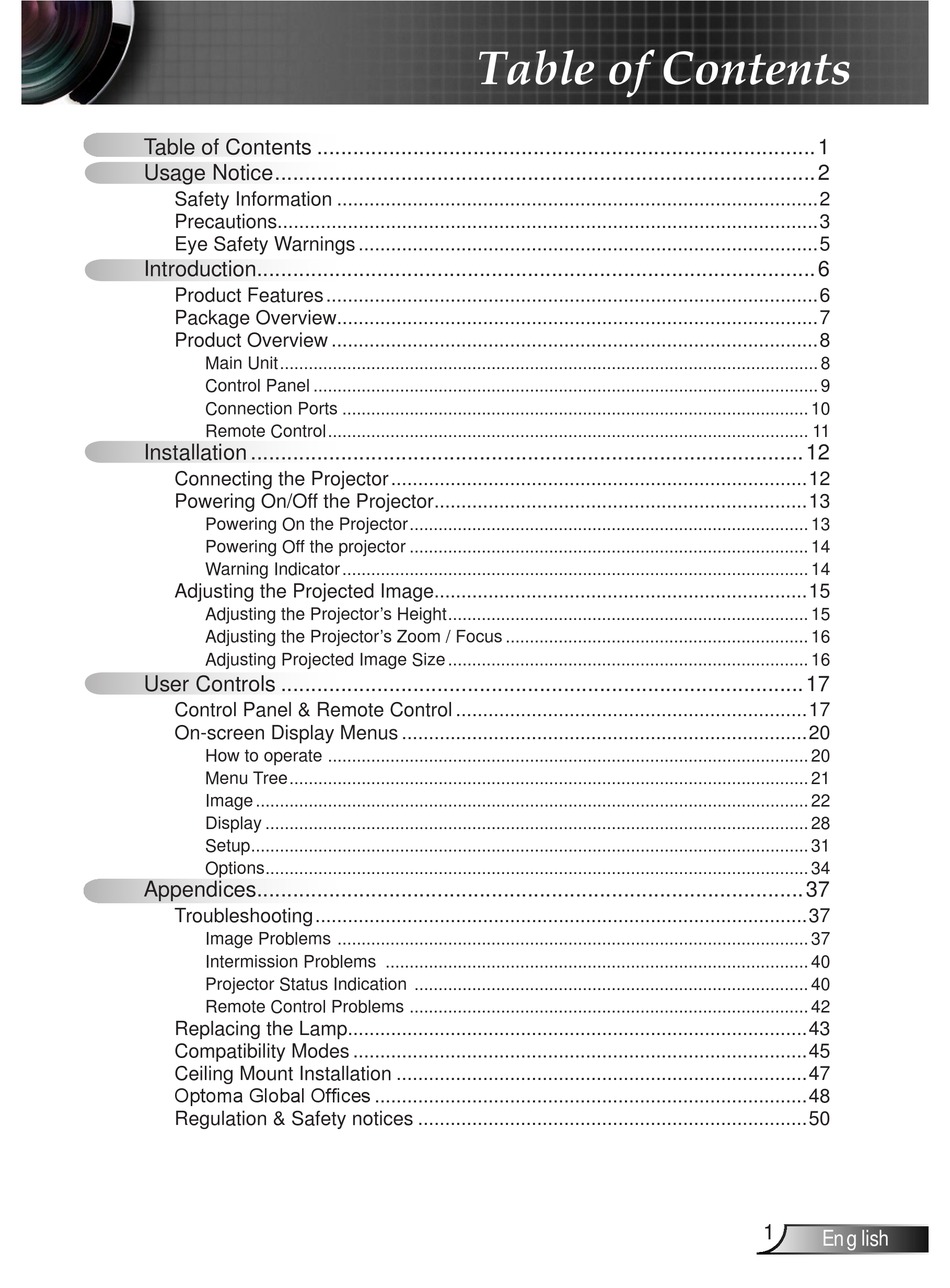 OPTOMA HD700X USER MANUAL Pdf Download 