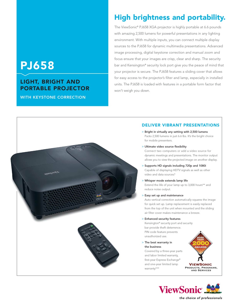 VIEWSONIC PJ658 - XGA LCD PROJECTOR 
