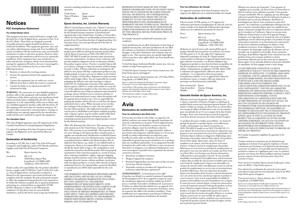 EPSON DS30 WORKFORCE DS30 WARRANTY Pdf Download ManualsLib