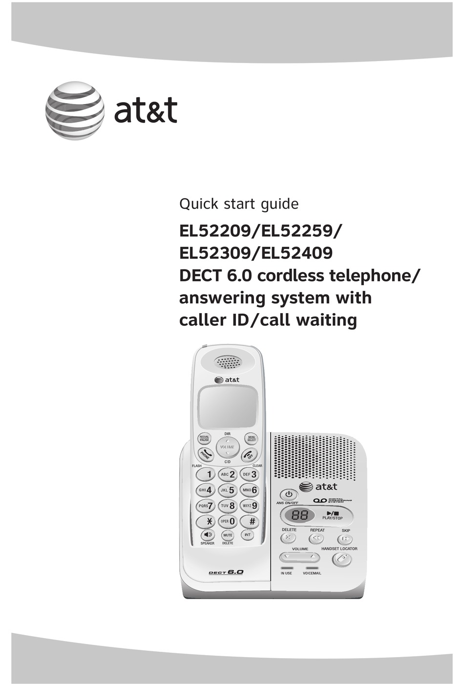 AT&T EL52209 QUICK START MANUAL Pdf Download | ManualsLib