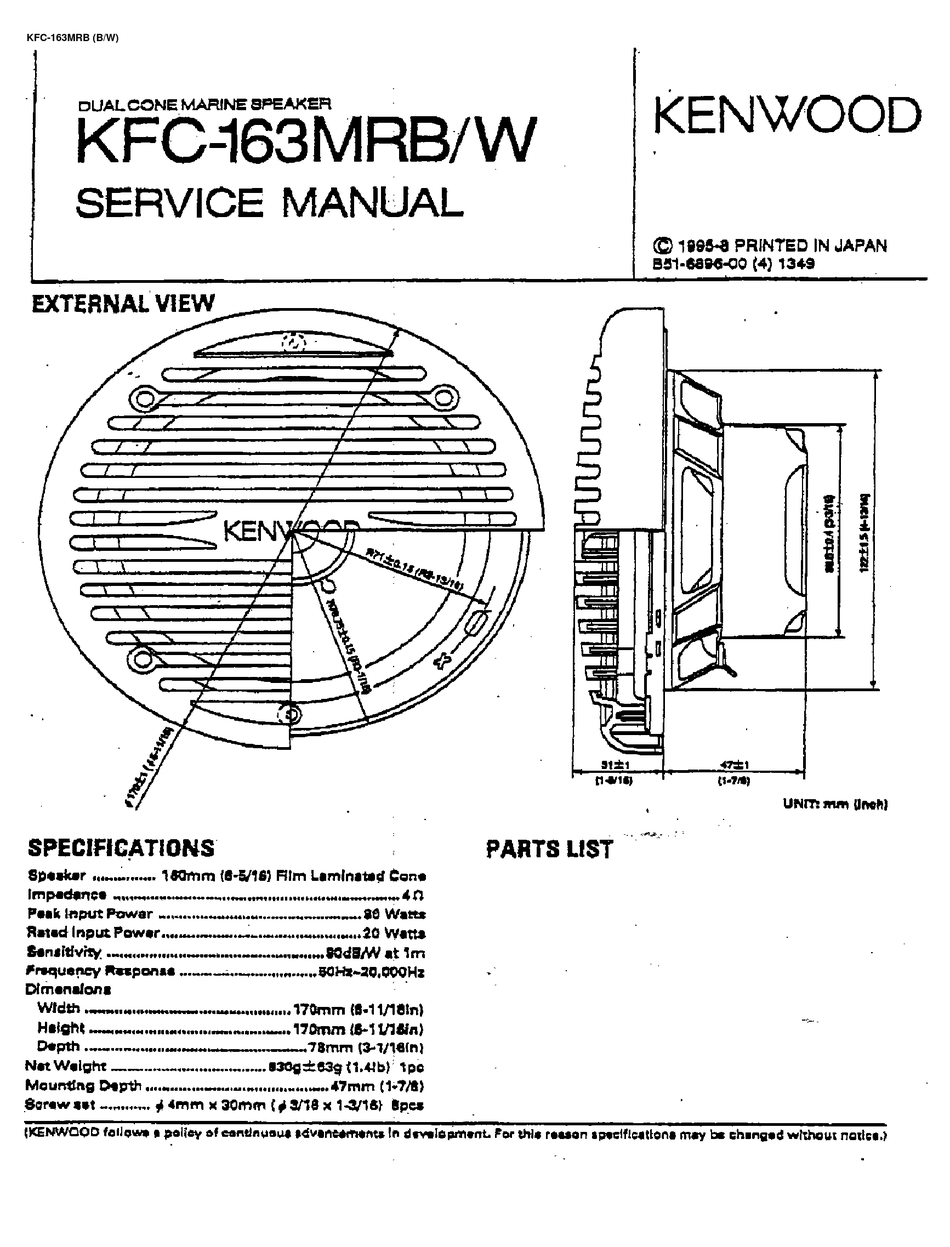 KENWOOD KFC163MRB SERVICE MANUAL Pdf Download ManualsLib