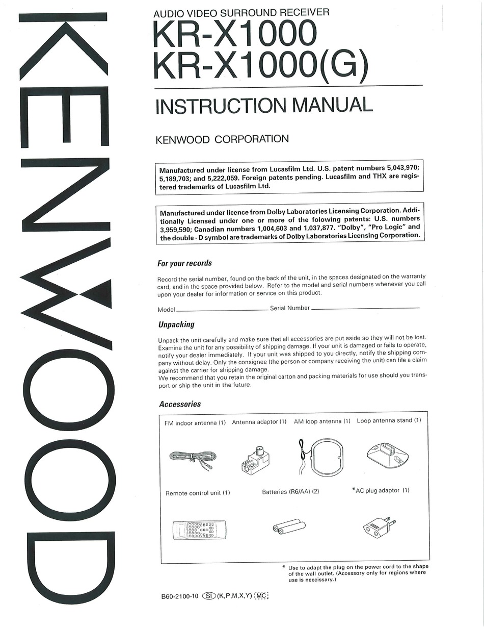 KENWOOD KRX1000 INSTRUCTION MANUAL Pdf Download ManualsLib