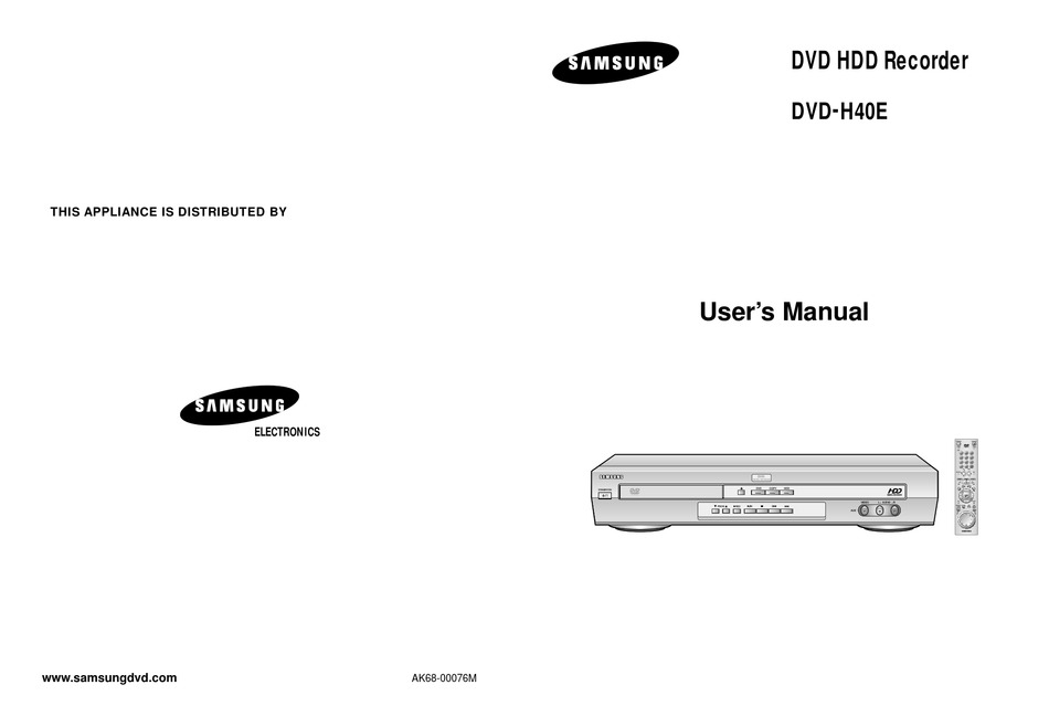 SAMSUNG DVD-H40E USER MANUAL Pdf Download | ManualsLib