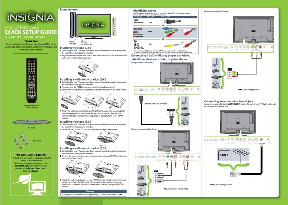 Insignia Ns Ld A Quick Setup Manual Pdf Download Manualslib