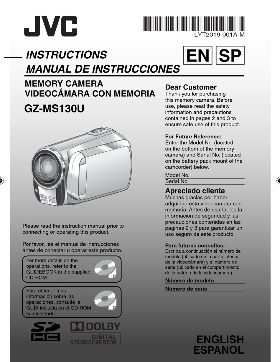 JVC GZ MS130B EVERIO CAMCORDER 800 KP INSTRUCTIONS MANUAL Pdf