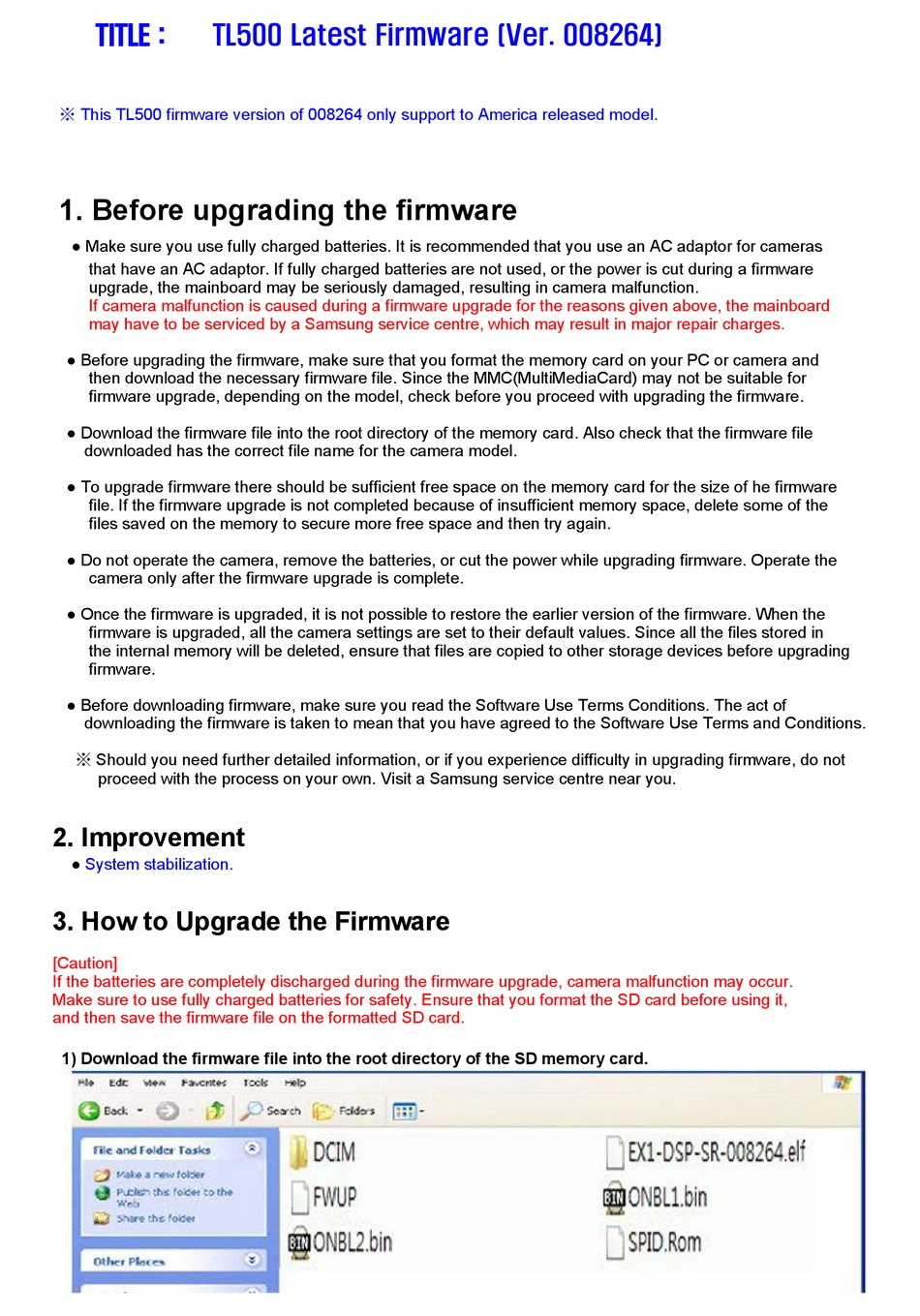 SAMSUNG TL500 FIRMWARE UPDATE MANUAL Pdf Download ManualsLib