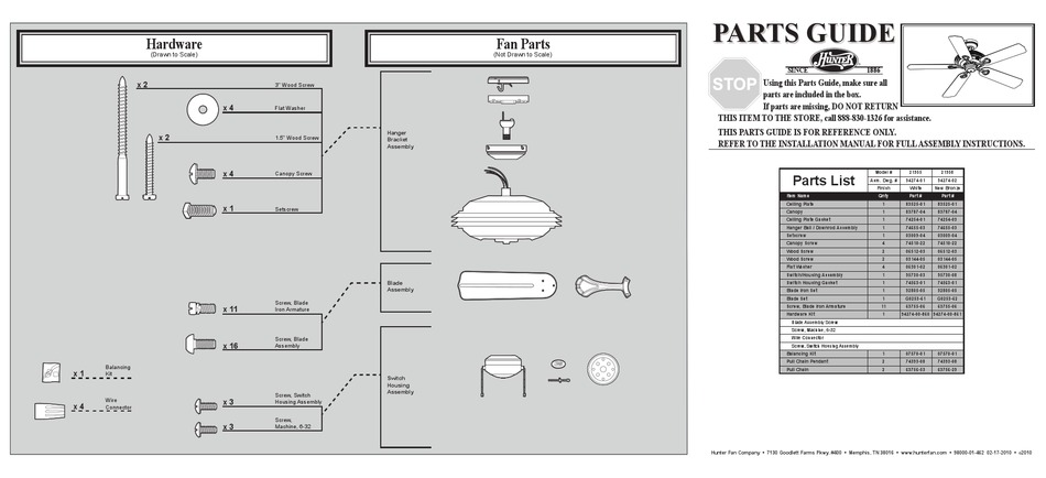 HUNTER 21958 PARTS MANUAL Pdf Download | ManualsLib